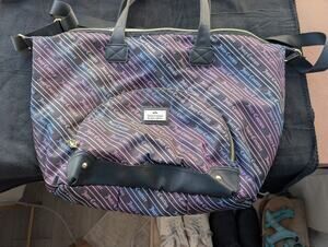 Juicy Couture XL Weekender Bag Rainbow Diagonal Stripe "Next In Line" NWT